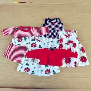 5-Piece Set Hudson Baby Holiday Dresses and Jacket Size 0-3 Months